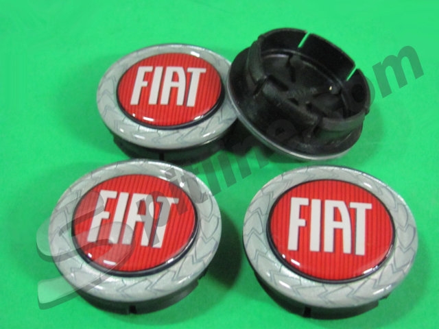 Serie 4 borchiette coprimozzo diam. 50 per cerchi ruota logo Fiat