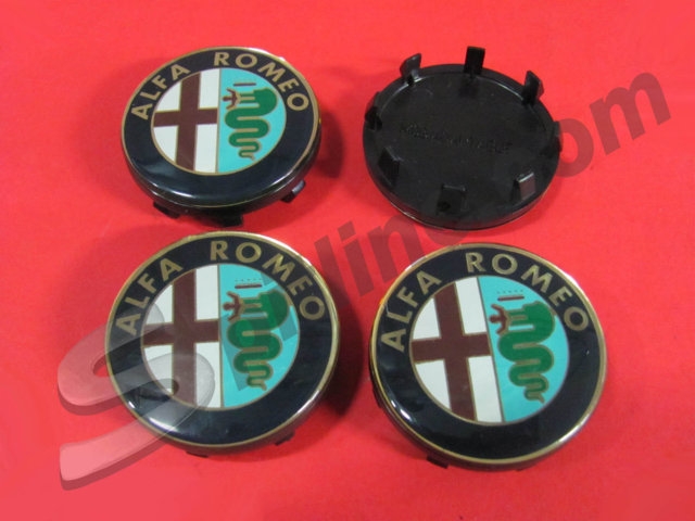 Serie 4 borchiette coprimozzo diam. 50 per cerchi ruota con logo Alfa Romeo