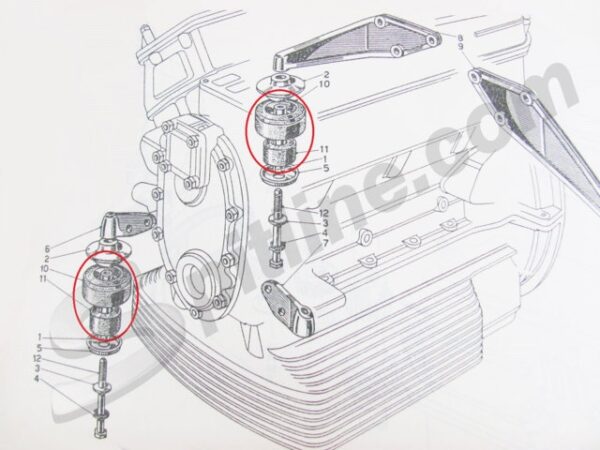 Serie tasselli supporto motore Lancia Flaminia