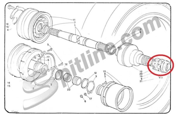Kit ghiere giunto semiasse mozzo ruota anteriore Lancia Fulvia 1^ serie (2229620 + 2229618 + 2229619)