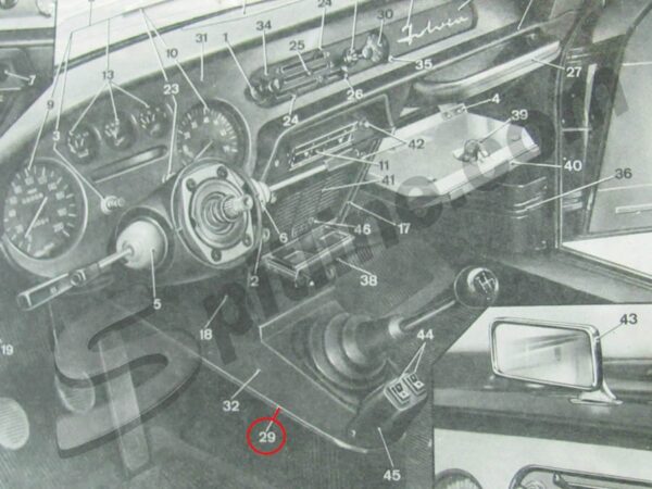 Modanatura adattabile per mobiletto tunnel centrale Lancia Fulvia 2^ serie ('70→) Coupé, HF, Sport