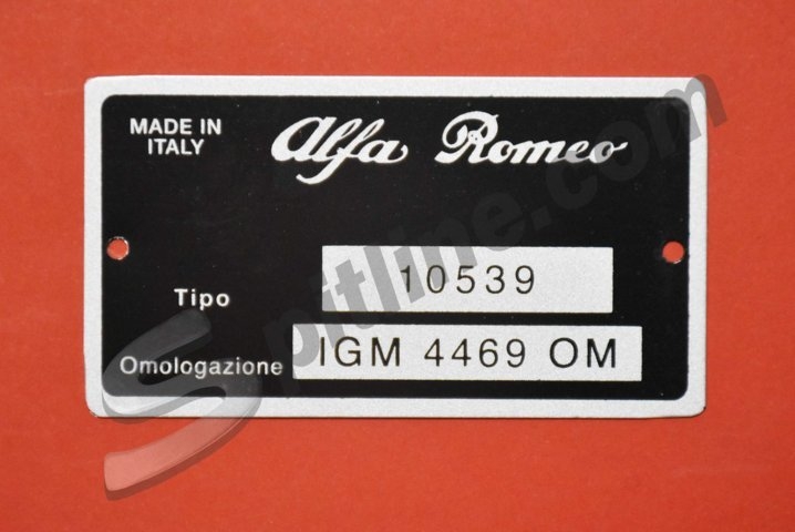 Targhetta identificativa dati Alfa Romeo Giulia 1300 TI Tipo 10539 Omologazione IGM 4469 OM