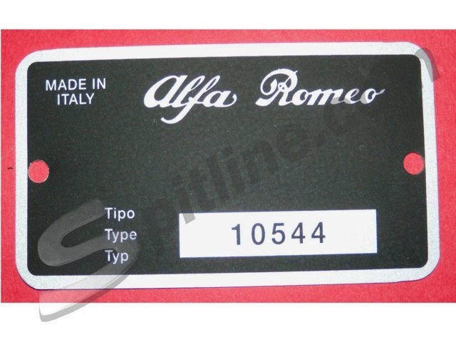 Targhetta identificativa dati Alfa Romeo GT 1750 Veloce Bertone (Tipo 10544)