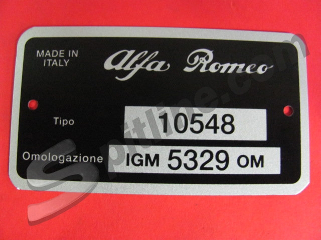 Targhetta identificativa dati Alfa Romeo 1750 Berlina 2^ serie (Tipo 10548)