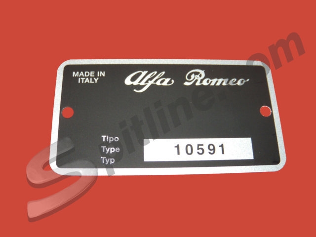Targhetta identificativa dati Alfa Romeo Spider 1300 Junior (Tipo 10591)