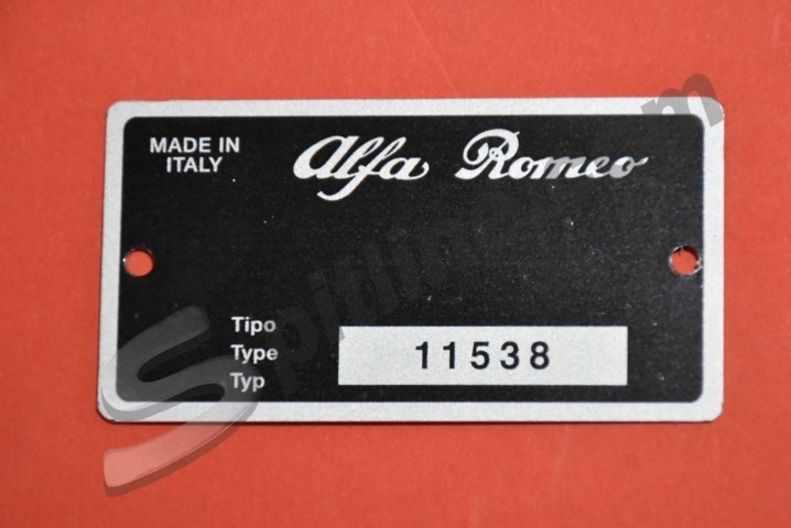 Targhetta identificativa dati Alfa Romeo Duetto 2000 Spider Veloce Tipo 11538
