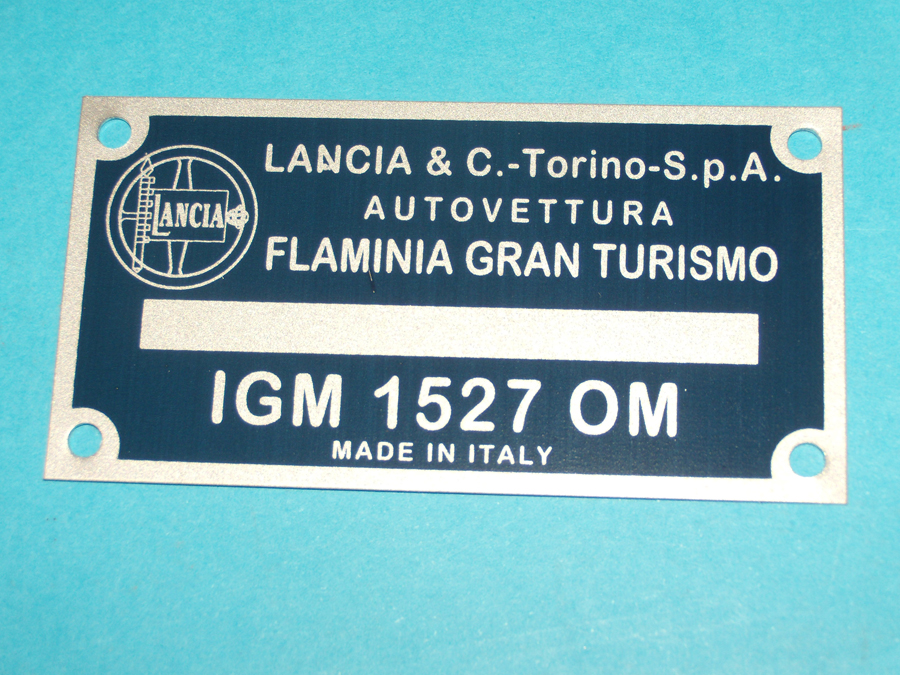 Targhetta identificativa dati Lancia Flaminia Gran Turismo (Tipo 824.00)