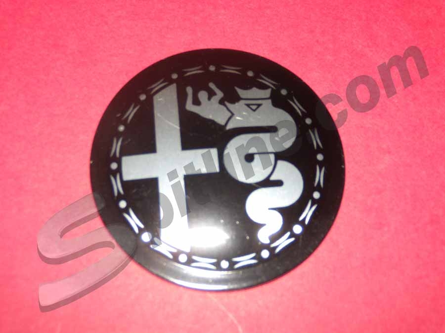 Stemma in metallo con fondo nero (diam. mm 48) per cerchio ruota in lega Alfa Romeo Giulia, GT, Berlina, Spider, etc