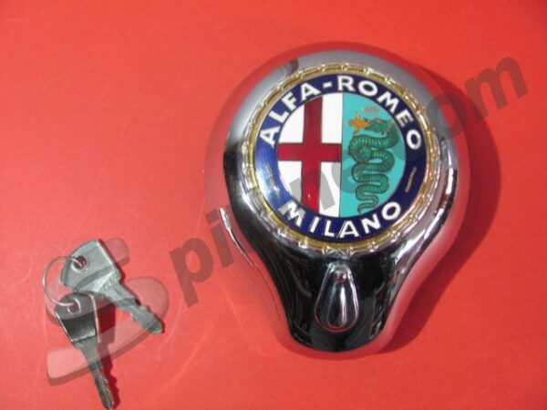 Serratura cofano posteriore con stemma smaltato e cilindretto con chiavi per Alfa Romeo Giulietta Spider, Giulia Spider
