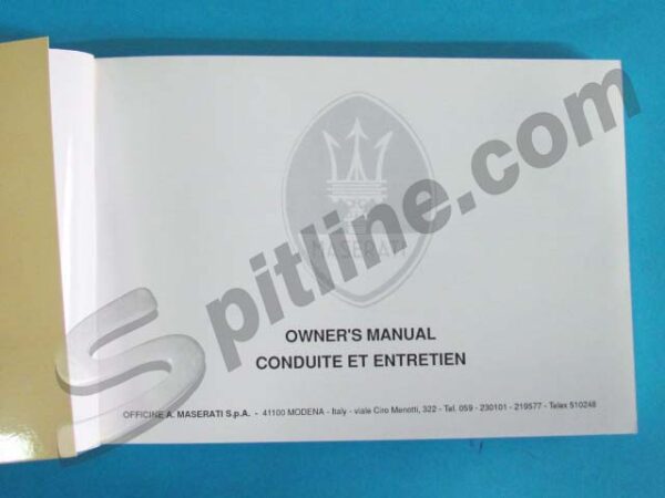 Owner's manual - Conduite et entretien Maserati 222, 422